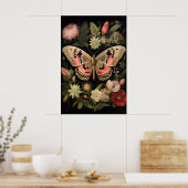 Impression d'art mural papillon botanique, Dark Ac (Cuisine)