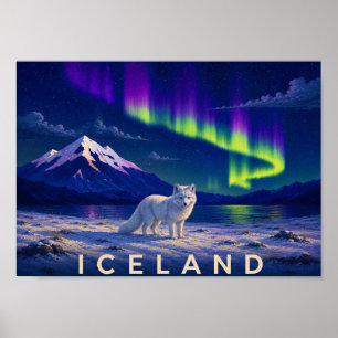 Impression d'art mural Renard Arctique Aurore Isla