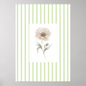 Impression d'art mural rose aquarelle rayée verte (Devant)