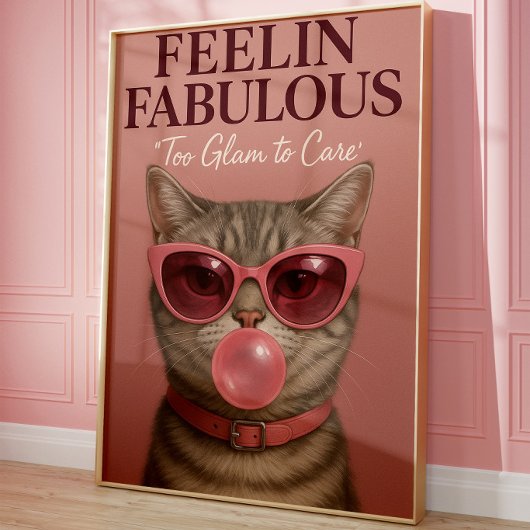 Impression d'art murale de chat glamour drôle | Ch