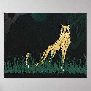 Impression d'art non estampillée Cheetah 14 po x 1