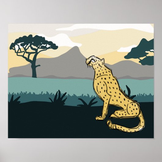 Impression d'art non estampillée Cheetah 14 po x 1 (Devant)