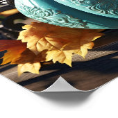 Impression d'art numérique citrouille turquoise (Coin)