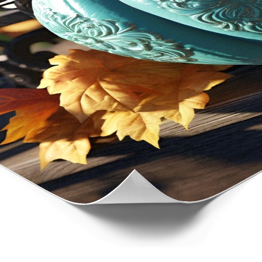 Impression d'art numérique citrouille turquoise (Coin)