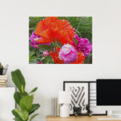 Impression d'art : Papes, Peonies, Orange et Rose (Bureau à domicile)