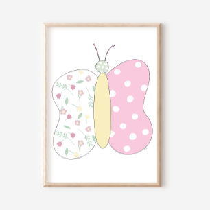 Impression d'art papillon matelassé sur fond blanc
