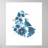 Impression d'art Petrykivka d'oiseau et de fleurs (Devant)