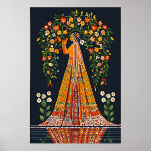 Impression d'art Pichwai Femme indienne traditionn