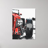 Impression d'art pop avant d'une voiture rétro rou (Recto)