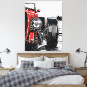 Impression d'art pop avant d'une voiture rétro rou (Insitu(Chambre))