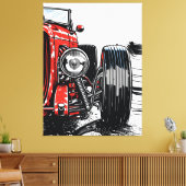 Impression d'art pop avant d'une voiture rétro rou (Insitu(Salon))