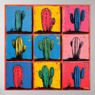 Impression d'art pop Cactus vibrant pour une touch
