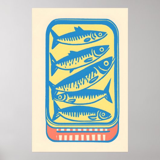 Impression d'art pop de boîte de sardines rétro Mi (Devant)