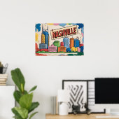 Impression d'art pop de la skyline de Nashville Te (Bureau à domicile)