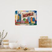 Impression d'art pop de la skyline de Nashville Te (Cuisine)