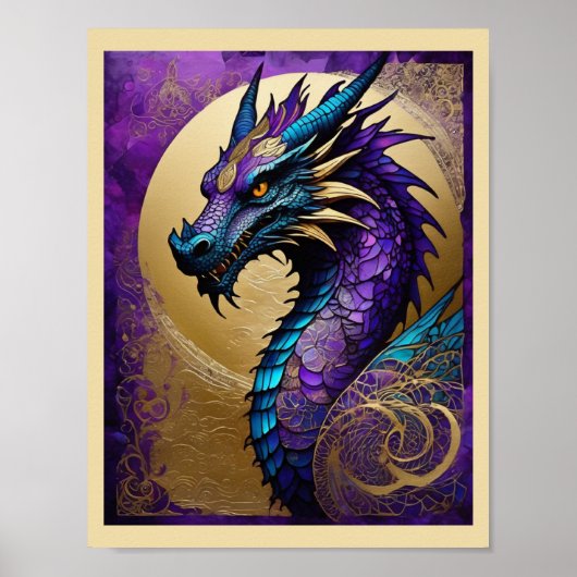 Impression d'art prête à encadrer Dragon Violet (Devant)