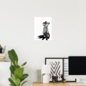 Impression d'art Renard Couronne de fleurs Noir Bl (Bureau à domicile)