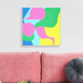 Impression d'art rose et vert en couches abstraite (Insitu(Salon))