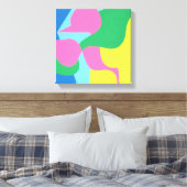 Impression d'art rose et vert en couches abstraite (Insitu(Chambre))