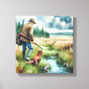 Impression d'art toile tendue Chasseur de canards 