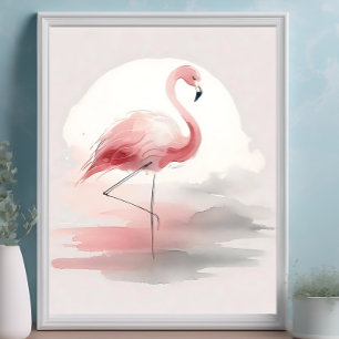 Impression d'art tropical minimaliste flamant rose