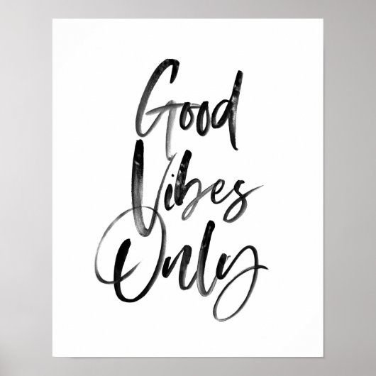 Impression d'art typographique Good Vibes Only (Devant)