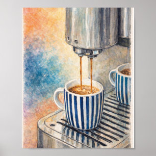 Impression d'art vintage sur l'espresso – Rayures