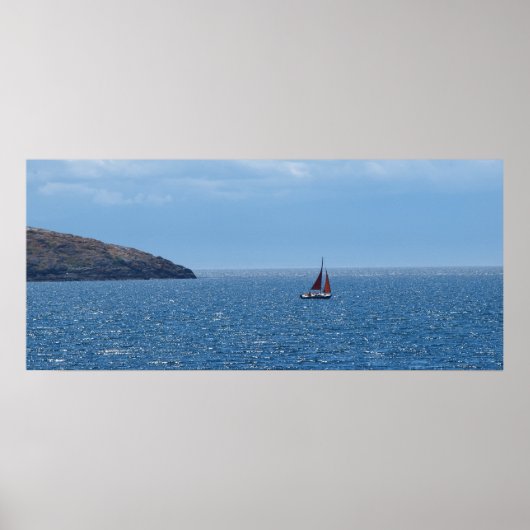 Impression de bateau à voile orange et rouge (Devant)