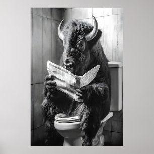 Impression de bison sur les toilettes, journal de
