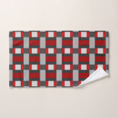 Impression de bloc de couleur rouge noir et gris (Serviette à main)