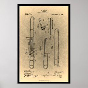 impression de brevet Trombone rétro vintage