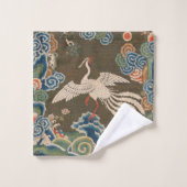 Impression de broderie en soie blanche antique chi (Gant de toilette)