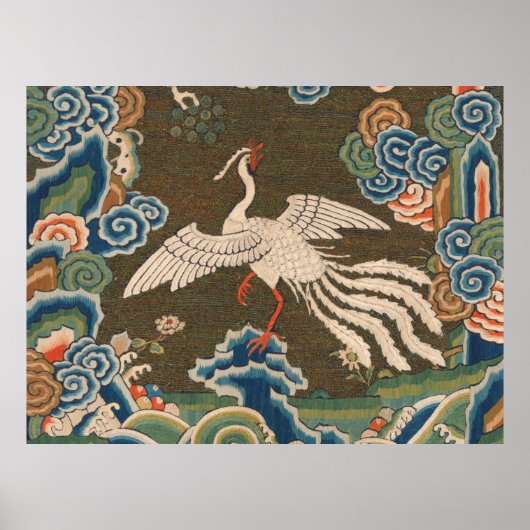 Impression de broderie en soie blanche antique chi (Devant)