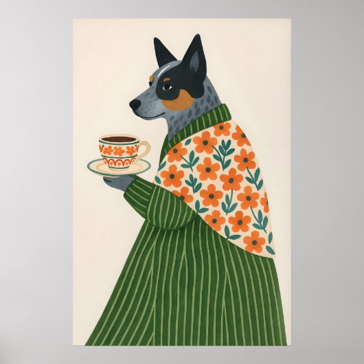 Impression de café de chien de bétail australien, (Devant)