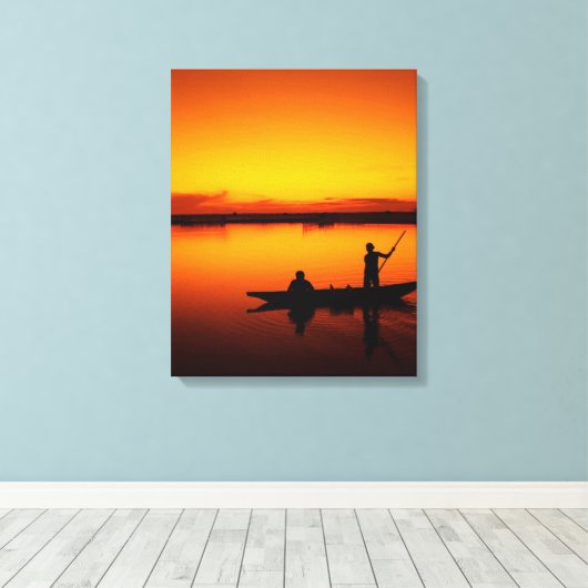 impression de canevas de pêche du coucher du solei (Insitu (Plancher de Bois))