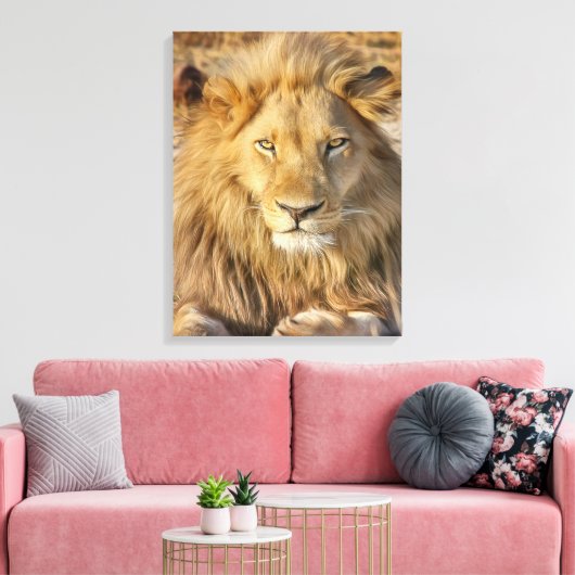 IMPRESSION DE CANVAS STRETCHÉS DE LION MASCULE (Insitu(Salon))