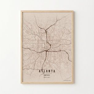 Impression de carte d'Atlanta Géorgie affiche de d