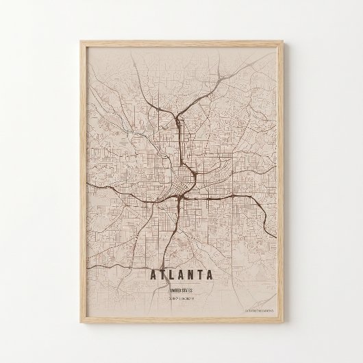 Impression de carte d'Atlanta Géorgie affiche de d