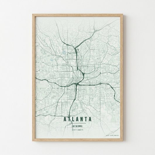 Impression de carte d'Atlanta Géorgie Affiche de W
