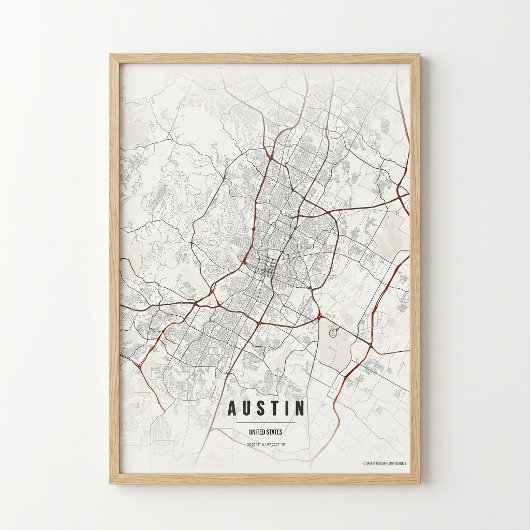 Impression de carte d'Austin Poster de la ville du