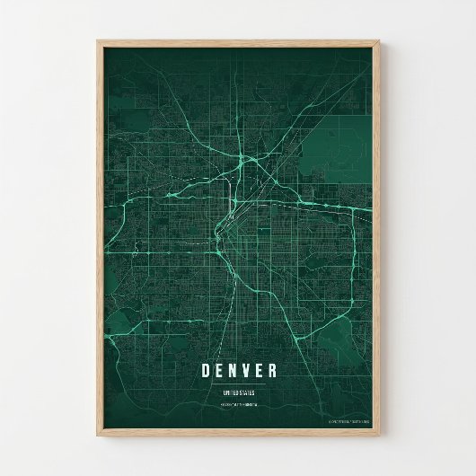 Impression de carte de Denver Poster de la ville d
