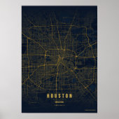 Impression de carte de Houston Affiche de Texas Ci (Devant)