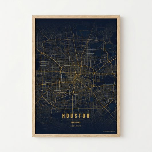 Impression de carte de Houston Affiche de Texas Ci