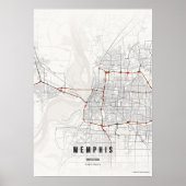 Impression de carte de Memphis Tennessee Affiche d (Devant)