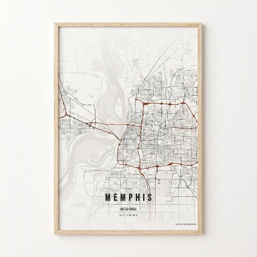 Impression de carte de Memphis Tennessee Affiche d