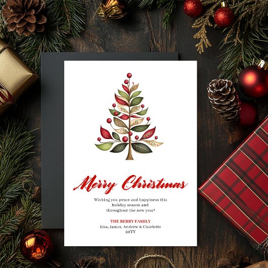 Impression de carte de vœux de Noël arbre minimali