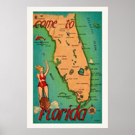 Impression de carte postale rétro de Floride (Devant)