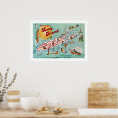 Impression de carte rétro Long Island 20x28 (Cuisine)