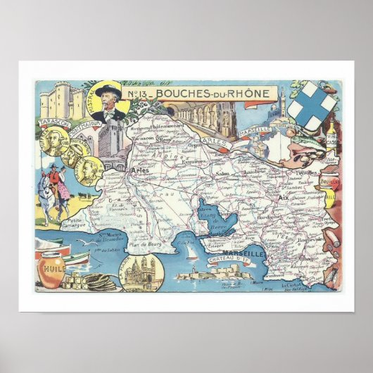 Impression de carte vintage de Provence France (Devant)