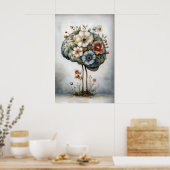 Impression de cerveau floral, illustration botaniq (Cuisine)
